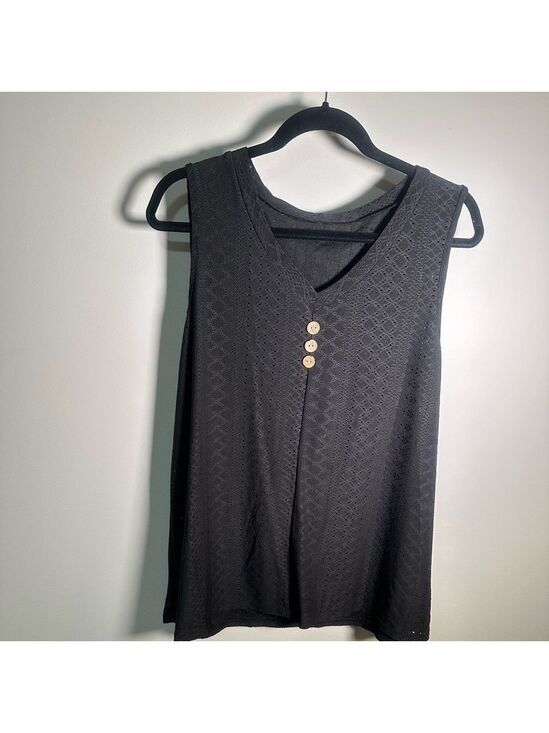 Tops - Black Sleeveless V Neck Tank Top Size 2X